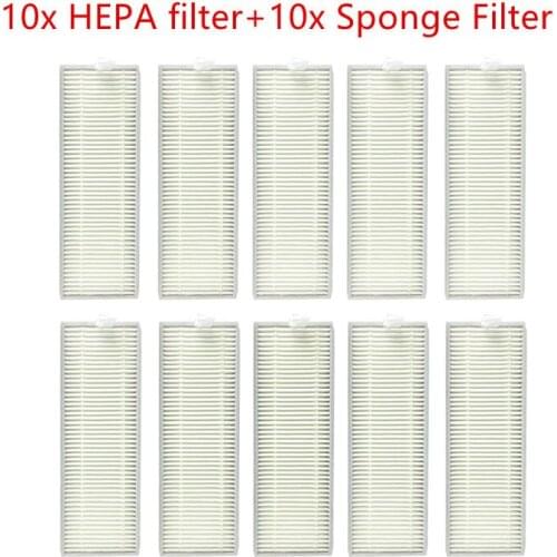 10x HEPA filter+10x Sponge Filter Robot Vacuum Cleaner Hepa Filter for ILIFE A7 A9 A9s X800 Robot Vacuum Cleaner Parts