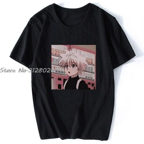 90s Hunter X Hunter Graphic Tees Men Harajuku Kawaii Cartoon Killua Tshirt Funny Japanese Anime Hisoka T Shirt Tops Unisex Male