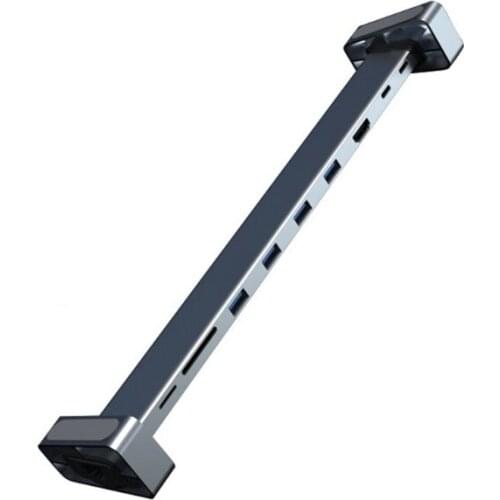 H7JF USB Hub 9 in 1 USB3.0 Type C Splitter Docking Station Bracket Rj45 HDMI-Compatible HDD PD SD TF Slots Fast Charging