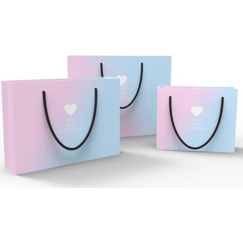 Manufacturer Customized Logo Recyclable Packing CMYK Paper Packaging Gift Gradient Color Bag