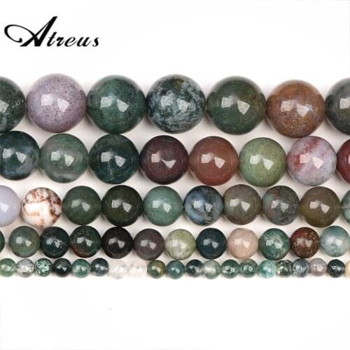 Indian Agate New Natural Stone Beads Shiny Round Beads For Jewelry Making 4/6/8/10/12mm Jadeite DIY Bracelets Necklace