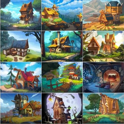 Cartoon Sweet House 5D Diy Full Square and Round Diamond Painting Embroidery Cross Stitch Kit Wall Art Club Home Decoration Gift