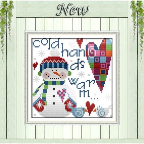 Little snowman winter painting counted print on canvas DMC 14CT 11CT DIY Cross Stitch chinese diy Embroidery Needlework Set kits