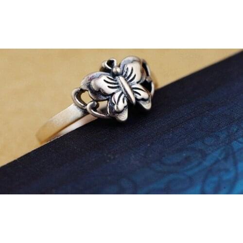 2018 New Arrival Wholesale Jewelry Line Thai Silver S925 Pure Silver Open Style Delicate Female Butterfly Ring Gift