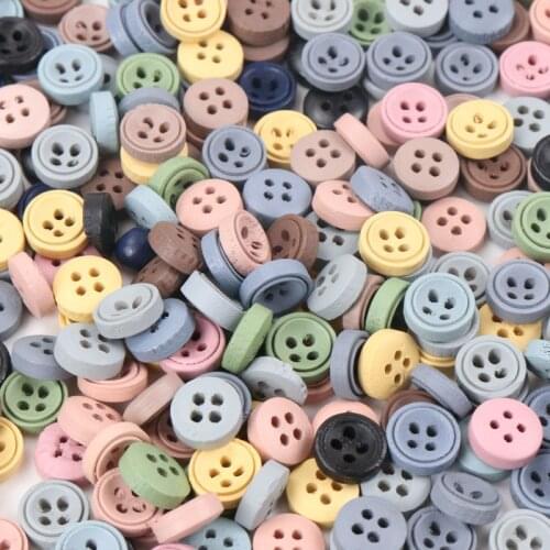 100PCS 9mm Round Wooden Mini Tiny Buttons Sewing Tools Decorative Button Scrapbooking Garment DIY Apparel Accessories