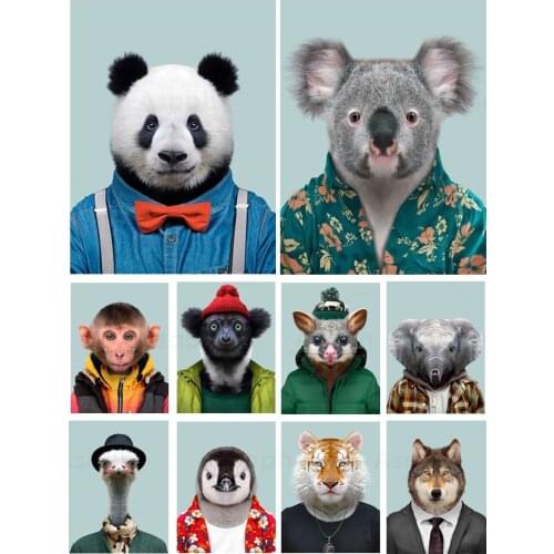 Cute Animals In Clothes Diy 5D Diamond Painting Full Square and Round Embroidery Mosaic Wall Art Handmade Home Decor Gifts