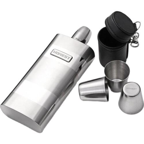 17 oz 500ml Big HONEST Brand 304 stainless steel Leather hip flask set with cup funnel Wine Russian Jug 205mm*83mm*45