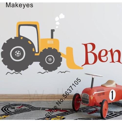 Makeyes Tracks Toys Wall Decals Custom Name Boys Baby Wall Sticker Kids Bedroom Nursery Wallpaper Vinyl Personalized Names Q943