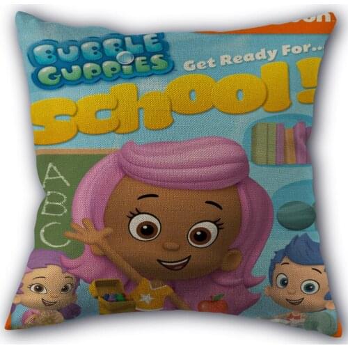 Bubble Guppies Pillowcase Cotton Linen Fabric Square Zipper Pillowcase 45X45cm Wedding Decorative Pillow cover Droping Shipping