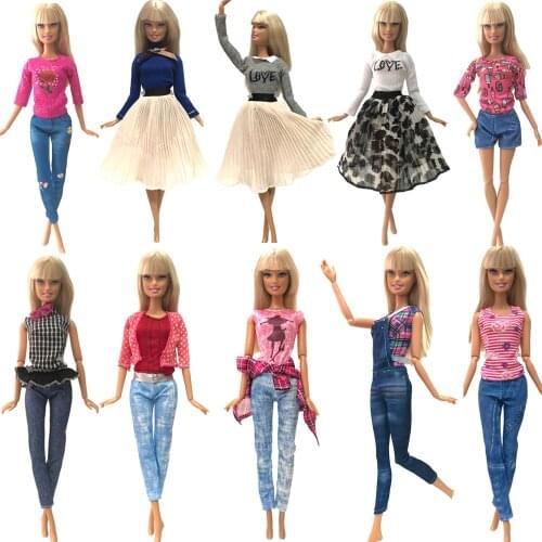 NK 10 Pcs/Set Fashion Princess Doll Clothes for Barbie Doll Dress Outfits Pants Gown Swimsuit Daily Casual Wear Accessories 7X