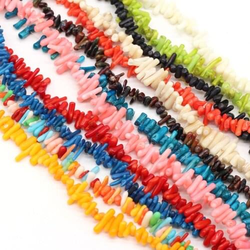 New Natural Stone Irregular Stick Colorful Coral Beads 38cm Loose Isolation Beads for Jewelry DIY Necklace Bracelet Accessory