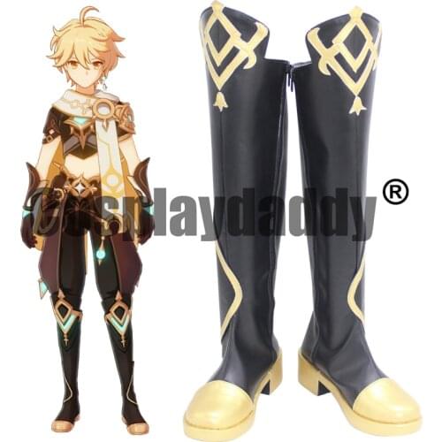 Genshin Impact Mondstadt Knights of Favonius Adventurers' Guild Protagonist Outlander Traveler Aether Cosplay Shoes Boots X002