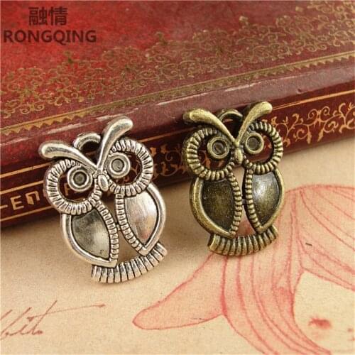RONGQING 60pcs/pack DIY charm for making jewelry accessories 2019 Owl Animal charm