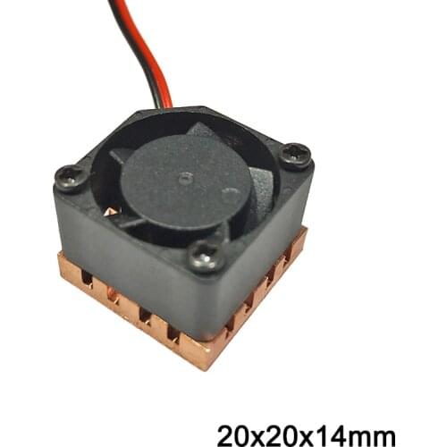 Pure Copper Heat Sink with Fan Adhesive Back Cooling For Computer DIY Fans IC Chipset Cooler 20x20x14mm