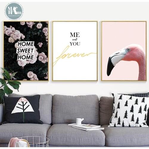 Nordic Flowers animals flamingos wall art Canvas Painting posters Prints wall Pictures for Living Room Morden art Home Decor
