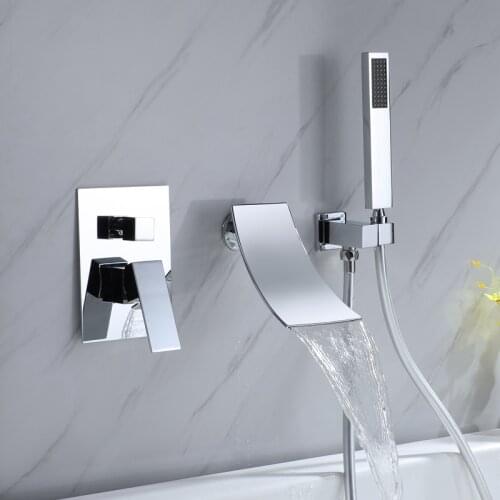 Bathtub Shower Faucet Concealed shower waterfall shower swing nozzle dual-function Wall Mounted set hot and cold water bothroom