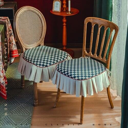 Buffalo Flocked Cloth Ruffle Chair Covers for Dining Room chair Wedding Seat Cushion