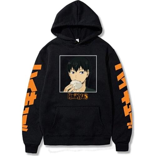 Harajuku Anime Haikyuu Kageyama Tobio Printed Hooded Sweatshirts Cartoon Volleyball Junior Funny Graphic Winter Thicken Hoodies