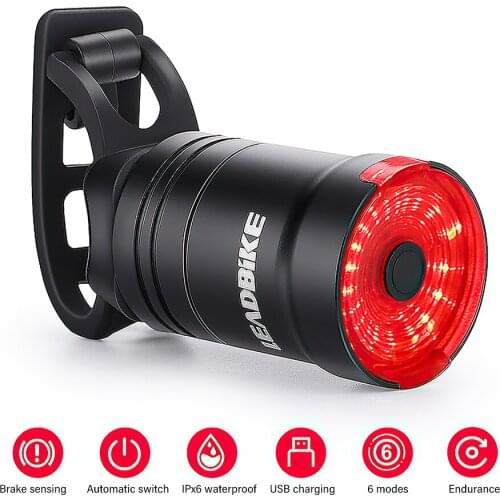 WAKYME Bike Light Smart Sensor Brake Tail Light USB Charging IPx6 Waterproof Night Riding Warning Light Bracket Strap Type