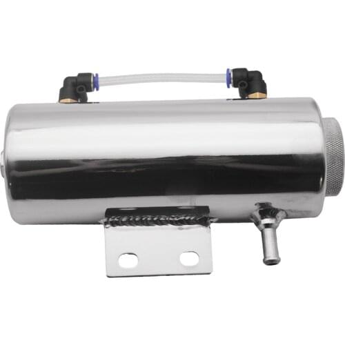 Universal Stainless Steel Water Coolant Header Overflow Expansion Tank Reservoir(Polished), 8.07x2.95inch