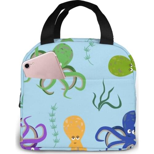 Octopus_Pattern Vector Cooler Lunch Box Portable Insulated Lunch Bag Thermal Food Picnic Lunch Bags