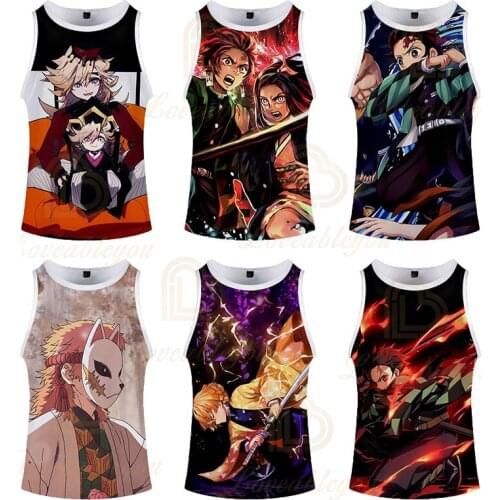 Japan Anime Demon Slayer 12 Colors Sleeveless Shirt Women/mens Funny Print 3d Tank Top Man Singlets Vest