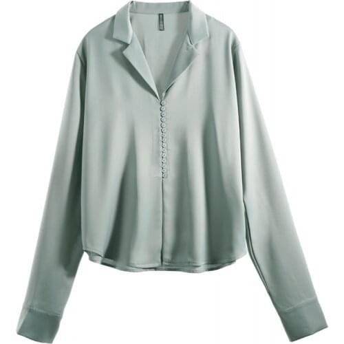 Bella philosophy 2020 spring solid women chiffon blouse office lady v-neck button loose casual solid female shirts outwear tops