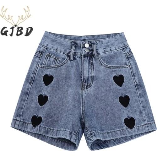 Womens Short Jeans 2021 Summer New Wide Leg Fashion Embroidery Streetwear High Waist Straight Hot Pants Mom Denim Short Trouser