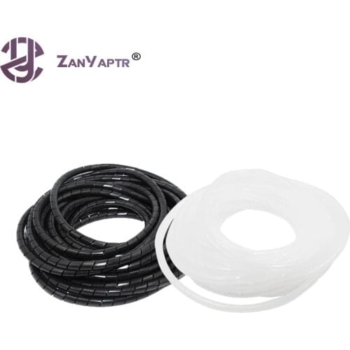 1Pc New Spiral Cable Wire Wrap Tube Polyethylene Diameter 8mm 12M Manage Cord Black / Clear 12meters For 3D Printer