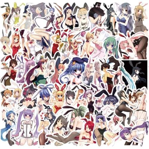 10/30/50PCS Bunny Girl Sexy Cartoon Graffiti Notebook Trolley Case Bike Scooter Waterproof Sticker Wholesale