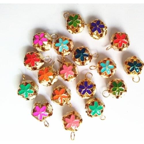 100Pcs/lot Colorful Small Jingle Bells Christmas Decoration Pendants Hollowed-out Bells DIY Crafts Handmade Accessories 12mm