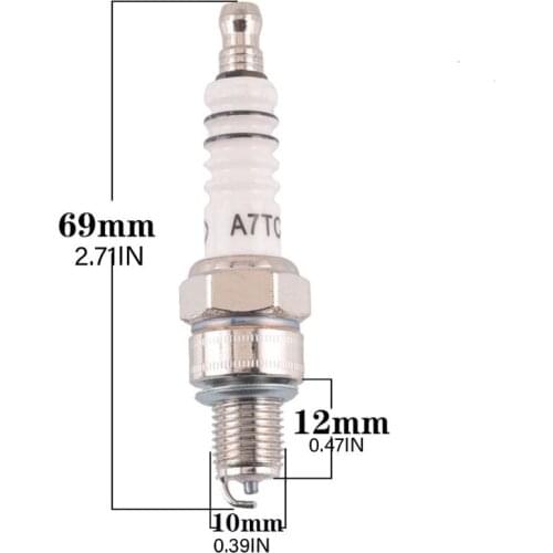 2Pcs Metal Spark Plug A7TC 10mm Fit for Dirt Bike Moped GY6 50cc 70cc 90cc 125cc 150cc Scooter