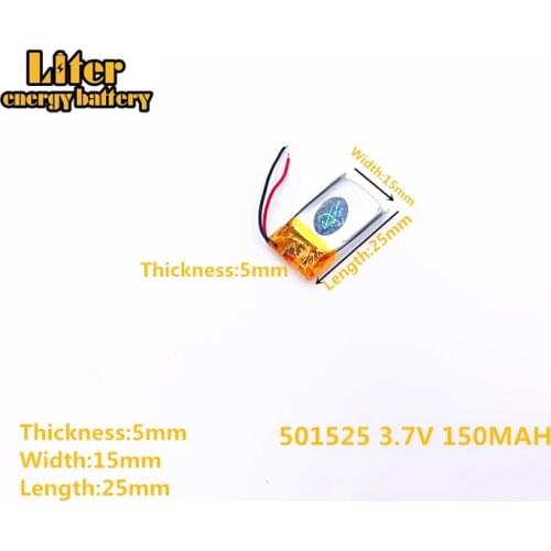 3.7v 501525 150mAh polymer lithium battery li-ion rechargeable battery 501525 plug MP3 MP4 MP5 small toys