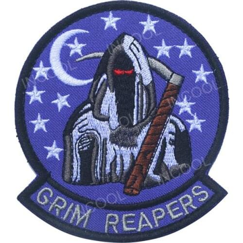 3D Embroidery Patch Grim Reaper Patch Hook & Loop Fastener Military Tactical Emblem Appliques Embroidered Badges For Jackets Cap