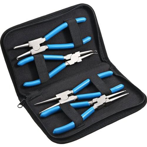 4pcs 7" 175mm Long Nose Circlip Pliers Set Snap External Internal Retaining Ring Pliers Kit DIY Beading Jewellery Remover Tool