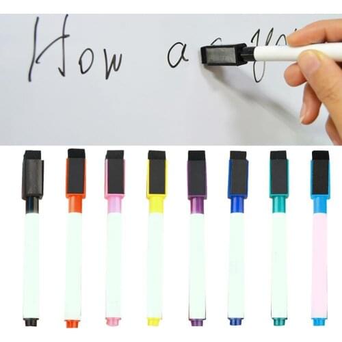 50% Off 50Pcs Erasable Magnetic Dry Whiteboard Markers Drawing Pen Eraser Stationery