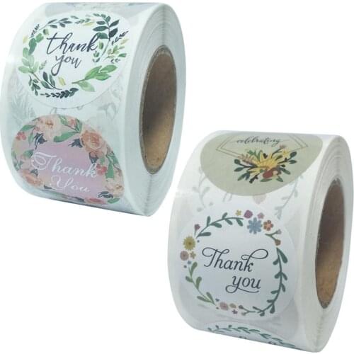 500Pcs Floral Thank You Sticker 3.8cm seal label Handmade Scrapbooking christmas sticke decoration sticker Stationery Sticker
