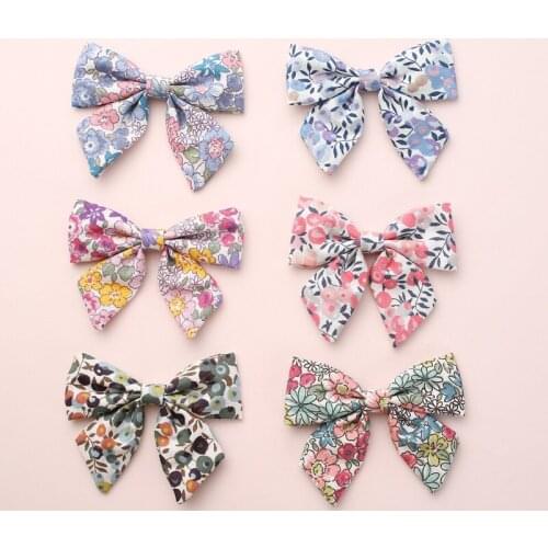 6pcs 2019 New Spring Summer Floral Bows Hair Clips,Knot Bows Baby Girls Hairpins,One Size Cotton Bowknot Hair Barrettes Hairwear