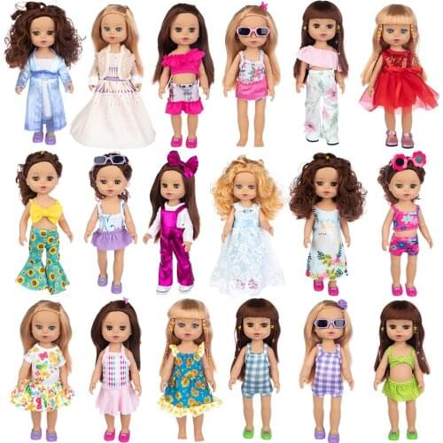 35cm 14Inch American Girl Doll Movable Body White Skin Girl Dolls, Glasses Are Not Included