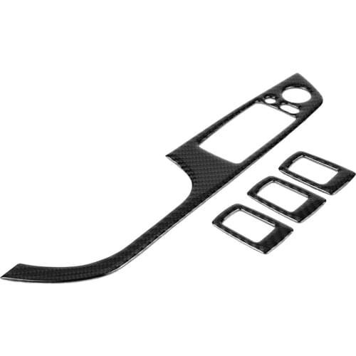 Carbon Fiber LHD Car Window Lift Switch Button Panel Frame Cover Trim Sticker for BMW E90 only for left hand driving cars