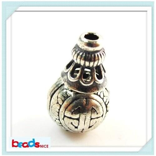 Beadsnice ID26430 wholesale 3 hole beading supplies of antique pure 925 silver beads with end caps