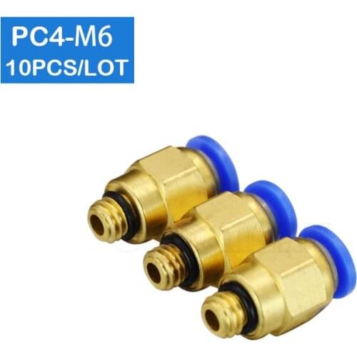 Free shipping HIGH QUALITY 10pcs PC4-M6, 4mm to M6 Pneumatic Connectors male straight one-touch fittings