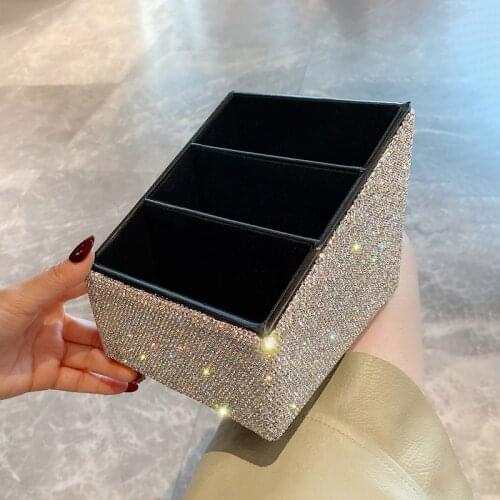 Shiny Rhinestone cosmetics storage box large capacity bathroom desktop skin care products jewelry storage manager display rack