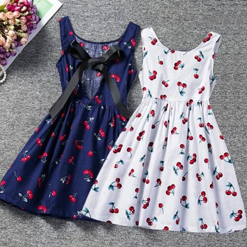 2021 Todder Baby Girl Summer Dress Cherry Printed Tutu Girls Party Dress Sundress Children Boutique Clothing 2 3 4 5 6 Years