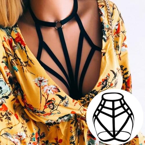 Women Fetish Chest Bondage Harness Lingerie Sexy Body Harness Bra Erotic Body Cage Bra Gothic Suspenders Garter Belt