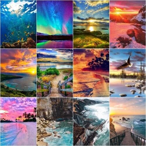 GATYZTORY Pictures By Number Sea Landscape Kits Hand Painted Paintings Art Painting By Numbers Drawing On Canvas Home Decor