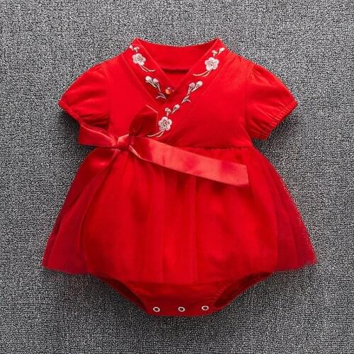 Baby Girls Bodysuits Clothes Cute short Sleeve Infant wedding birthday Jumpsuit Dress One Piece Toddler Kids Princess TUTU dress