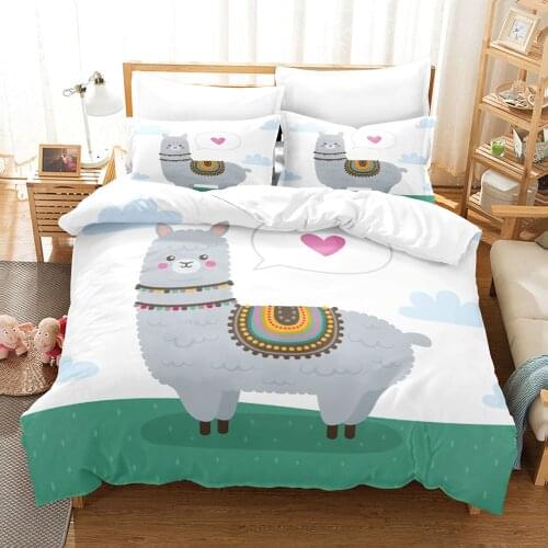 2/3 pcs Bedding Set Cartoon Animals Adult Kids Duvet Cover Pillowcase Comforter Covers Girl Boy Sheep Bedclothes