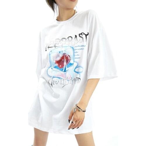 Summer New Hot Girl y2k Retro Pattern Printing Loose Short-Sleeved T-shirt Street Ins Tide Top Clothes Graphic Shirts For Women