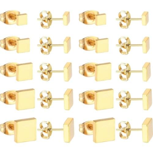 LUXUKISSKIDS Fashion Earrings Square Stud Earring Gold Color Stainless Steel Earrings For Women Jewelry Wholesale